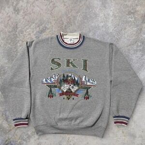 Vintage 90s Jerzees Russell Sweatshirt Black Diamond Club Embroidered Crewneck